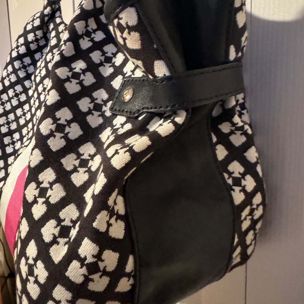 Kate Spade Shoulder Bag, Leather and Print, Black/White/Pink - Picture 4 of 10